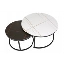 Комплект SIGNAL FERRANTE B (2 стола журнальных) белый мрамор/черный мрамор/черный мат